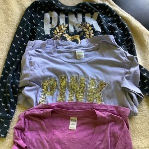 Pink VS Lot 3 pieces sleepwear shirts & T-shirt S